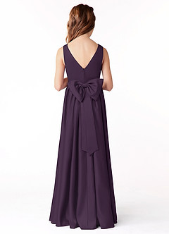Azazie Hathaway Junior Plum A-Line Bow Matte Satin Dress image2