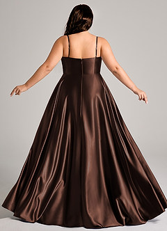 Azazie Elle Bridesmaid Dresses Ganache A-Line with Pockets Metallic Satin Dress image2