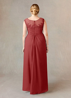 Azazie Endora Mother of the Bride Dresses Rust A-Line Scoop Lace Chiffon Dress image7