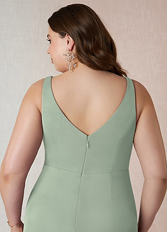 Azazie Leandra Bridesmaid Dresses Dusty Sage Mermaid V-Neck Pleated Mesh Dress image13