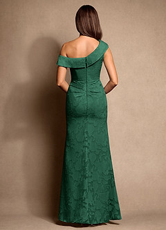 Azazie Hamptons Venta Final Vestido de Verde Oscuro de Devorado Floral de Corte en A con Plisado image3