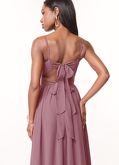 Azazie Zeya Brautjungfernkleider A-Linie V-Hals Gefaltet Chiffon Kleid Vintage Mauve image2