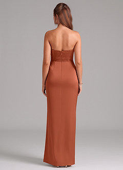 Azazie Jamie Bridesmaid Dresses Cedar Rose A-Line Strapless Stretch Satin Convertible Dress image2