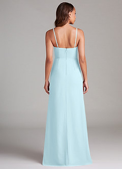 Azazie Maci Robes de demoiselle d'honneur Robe Fourreau en Mousseline de soie Plissée Bleu Nuage image7