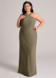 Azazie Doretta Bridesmaid Dresses Willow Green Mermaid Pleated Chiffon Dress image9