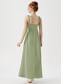 Azazie Rosey Junior Robe Trapèze en Satin extensible Encolure en Forme de Cœur Vert Sauge image6