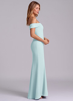 Azazie Luciana Robes de demoiselle d'honneur Robe Fourreau Convertible en Mousseline de soie Épaule décolletée Verre De Mer image6