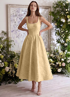Sephone Orange Beading Rhinestone Jacquard Maxi Dress image4