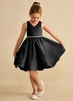 Azazie Julietta Blumenmädchenkleider Ballkleid Cabrio Tüll Kleid Schwarz image4