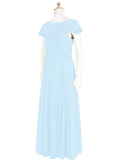 Azazie Payton A-Line Bow Chiffon Tea-Length Junior Bridesmaid Dress image8