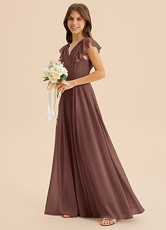 Azazie Anysa Junior Robe Trapèze en Mousseline de soie Rayé Expresso image6