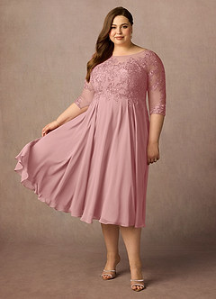 Azazie Marge Mother of the Bride Dresses Dusty Rose A-Line Scoop Lace Chiffon Dress image8