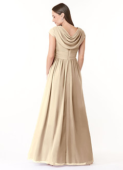 Azazie Organa Bridesmaid Dresses Champagne A-Line Pleated Chiffon Dress image2