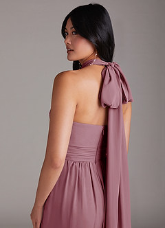 Azazie Lamara Robes de demoiselle d'honneur Combinaison Convertible en Mousseline de soie Épaule décolletée Mauve Vintage image11