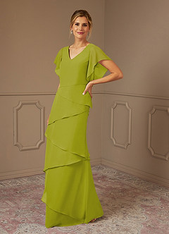 Azazie OHara Abiti per la Madre della Sposa Abito A-Line in Chiffon con Scollo a V Citronella image4