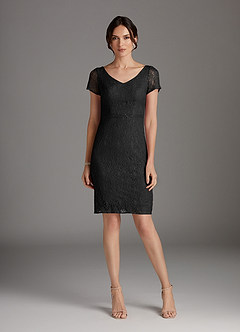 Azazie Lucilia vestidos de madre de la novia Vestido de Negro de Encaje de Recto image1