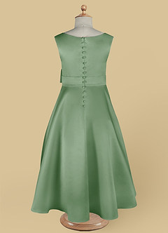 Azazie Lindy Flower Girl Dresses Matcha A-Line Pleated Matte Satin Dress image14