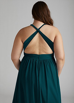 Azazie Ashia Bridesmaid Dresses Pine A-Line Pleated Chiffon Dress image12