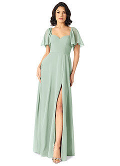 Azazie Chloe Bridesmaid Dresses Agave A-Line Sweetheart Neckline Chiffon Dress image1