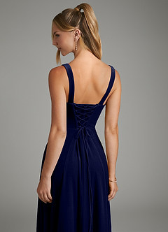 Azazie Shaude Bridesmaid Dresses Dark Navy A-Line Pleated Velvet Dress image7