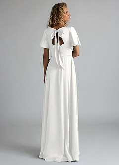 Azazie Kimber Bridesmaid Dresses White A-Line Ruched Stretch Satin Dress image8