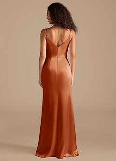 Azazie Deandra Bridesmaid Dresses Auburn Mermaid Pleated Metallic Satin Dress image5