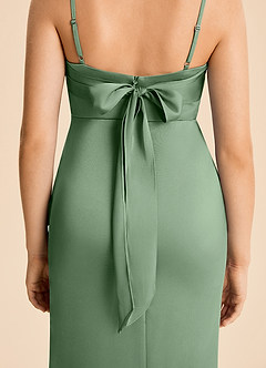 Azazie Mia Junior Robe Sirène en Satin extensible Plissé Matcha image6