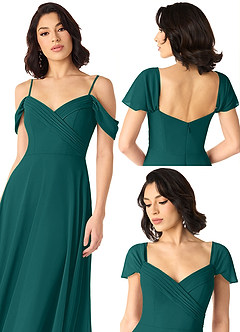 Azazie Tancie Bridesmaid Dresses Peacock A-Line Off the Shoulder Chiffon Convertible Dress image6