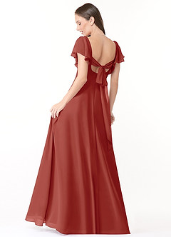 Azazie Syenna Bridesmaid Dresses Terracotta A-Line Ruched Chiffon Dress image2