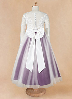 Azazie Elodie Flower Girl Dresses Ivory Grape Ball-Gown Lace Dress image11