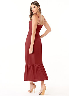 Azazie Justina Bridesmaid Dresses Rust A-Line Sweetheart Neckline Chiffon Dress image4