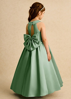 Azazie Daisies Flower Girl Dresses Matcha Ball-Gown Bow Matte Satin Dress image1