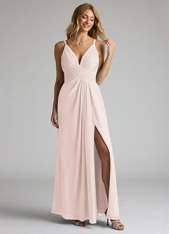 Azazie Maren Allure Bridesmaid Dresses Rose Petal A-Line V-Neck Lace Chiffon Dress image3