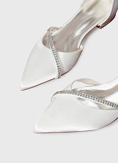 front Satin Crystal Strap Flats