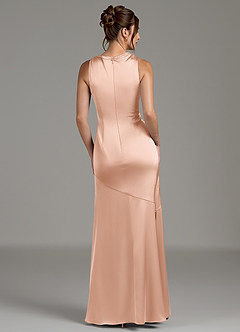 Azazie Kiara Bridesmaid Dresses Rose Gold Mermaid Pleated Stretch Satin Dress image6