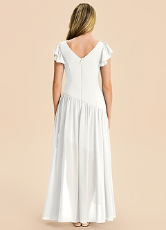 Azazie Pia Junior White A-Line Pleated Chiffon Dress image2