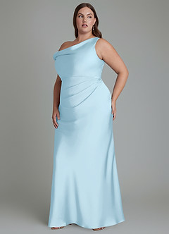 Azazie Emerson Brudtärnklänningar Klänning av Sjöjungfru i Stretch Satin Off the shoulder Himmelsblå image11