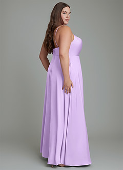 Azazie Sarella Bridesmaid Dresses Lilac A-Line Pleated Stretch Satin Dress image7