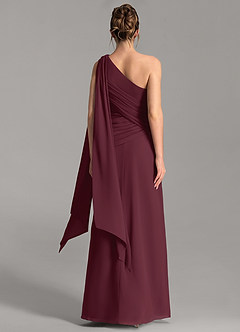 Azazie Ayra Vestidos de damas de honor Vestido Cabernet de Gasa de Línea A con Un hombro image6