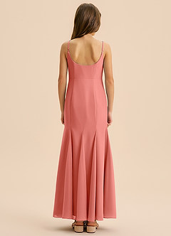 Azazie Evey Junior Abito Sirena in Chiffon Plissettato Salmone Rosa image2