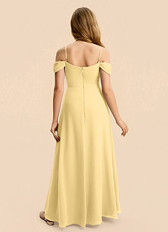 Azazie Lilly Junior A-Linie Plissee Chiffon Kleid Butter image2