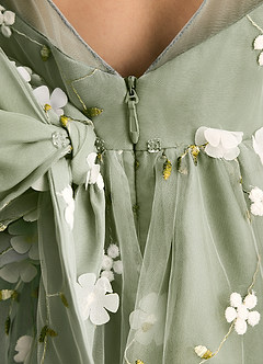Azazie Elowen Flower Girl Dresses Pistachio A-Line Sweetheart Neckline Lace Dress image7