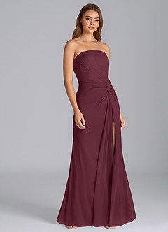 Azazie Mariya Vestidos de madrinha de casamento Vestido Cabernet de Malha de sereia com Sem alças image4