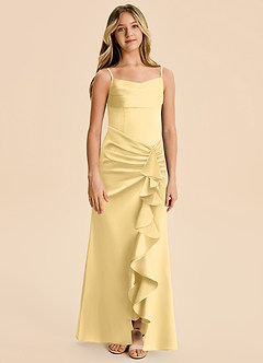 Azazie Rosalia Junior Robe Fourreau en Satin extensible Plissé Beurre image6