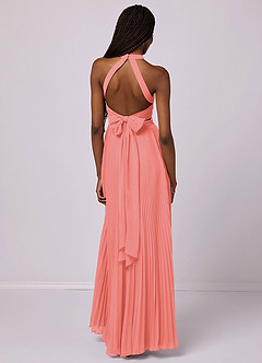 Barbie ♥ Azazie Bridesmaid Dresses Coral A-Line Pleated Chiffon Dress image2