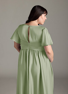 Azazie Verna vestidos de dama de honor de maternidad Vestido de Corte En A Volante Hasta el suelo Satén Elástico image10