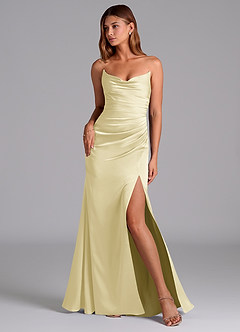 Azazie Claudelle Abiti da Damigella Abito Sirena in Raso Elasticizzato Senza Cinturino Sorbetto Al Limone image1