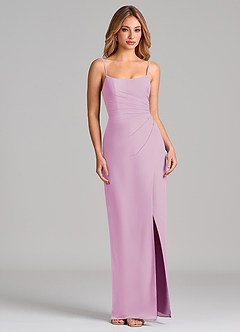 Azazie Calandra Suknie dla druhen Osłona Pofałdowany Szyfon Do ziemi Sukienka image5