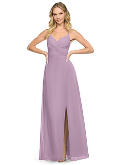 Azazie Davis Bridesmaid Dresses Wisteria A-Line V-Neck Chiffon Dress image2