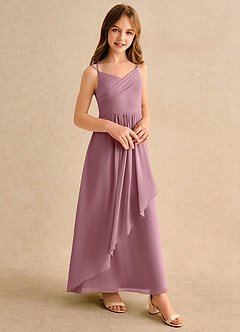 Azazie Zaida Girls Formal Flower Girl Dresses Vintage Mauve A-Line Pleated Chiffon Dress image5